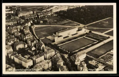 AK Erfurt, Reichspostdirektion aus der Luft gesehen