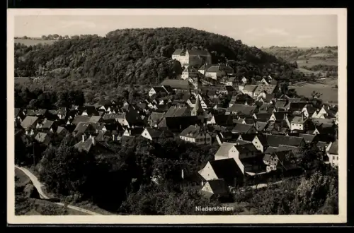 AK Niederstetten, Panoramablick vom Berg