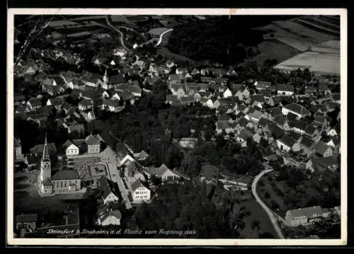 AK Steinsfurt b. Sinsheim, Teilansicht mit Kirche, Fliegeraufnahme
