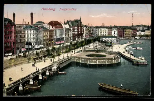AK Hamburg-Neustadt, Jungfernstieg, Alsteranleger, Brücke