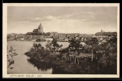 AK Mölln i. Lbg., Stadtansicht, Kirche, See