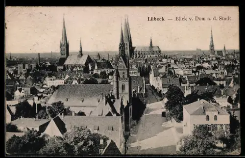 AK Lübeck, Blick vom Dom auf die Stadt