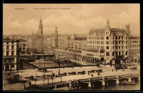 AK Hamburg, Reesendammbrücke, Alsterarkaden