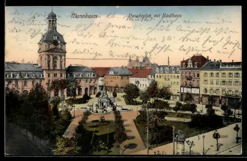 AK Mannheim, Paradeplatz mit Kaufhaus