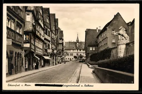 AK Ochsenfurt a. Main, Kriegerdenkmal, Rathaus