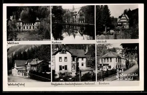 AK Bad Finkenmühle /Thür. Wald, Kurhaus, Waldhaus, Wirtschaftshof