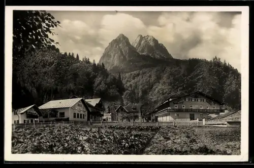 AK Obergrainau, Erholungsheim Deutsche Arbeitsfront, Zugspitzmassiv