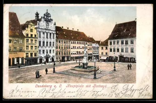 AK Landsberg a. L., Hauptplatz mit Rathaus