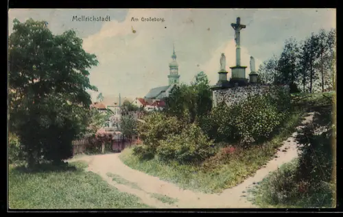 AK Mellrichstadt, Am Grosseberg, Kirche, Kreuzigungsgruppe