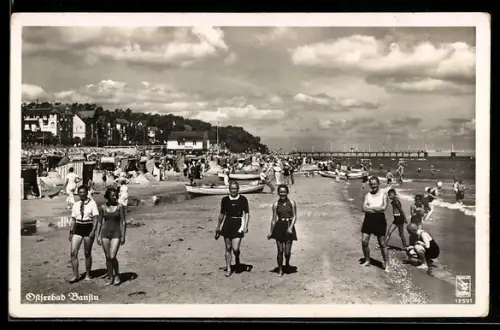 AK Bansin, Strand, Seebrücke, Badegäste