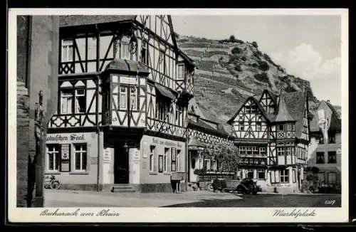 AK Bacharach am Rhein, Marktplatz, Hotel zum altkölnischen Saal