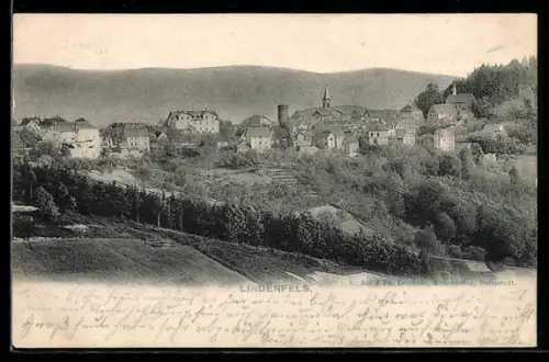 AK Lindenfels, Gesamtansicht mit Burg und Kirche