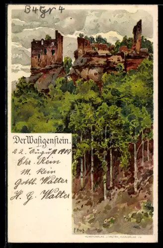 Lithographie Wasgenstein, Burgruine Wasgenstein