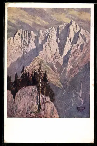 AK Deutscher Schulverein NR: 1474, Künstler Bruno Hess: Hochtorgebirge von Norden