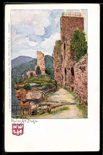 Künstler-AK Carl Biese: Alt-Dahn, Blick auf die Ruine