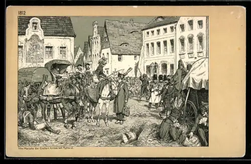 Künstler-AK R. Knötel: Eiserne Zeit von 1806-1813, Vom Marsche der Grossen Armee nach Russland 1812