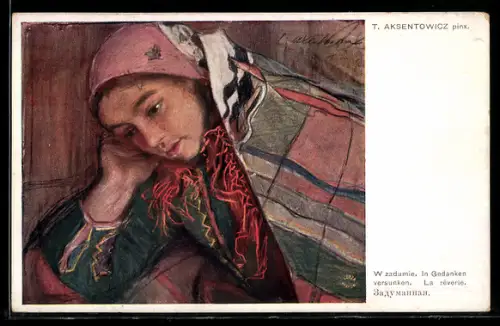 Künstler-AK Teodor Axentowicz: La rêverie