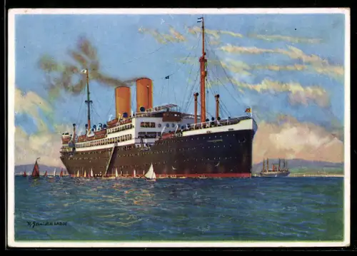 Künstler-AK Robert Schmidt: Nordd. Lloyd Bremen, Passagierschiff Sierra Cordoba