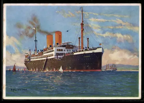 Künstler-AK Robert Schmidt: Nordd. Lloyd Bremen, Passagierschiff Sierra Cordoba
