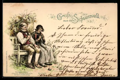 Künstler-AK Wilhelm Hasemann: Älteres Pärchen in Kirnbacher Tracht