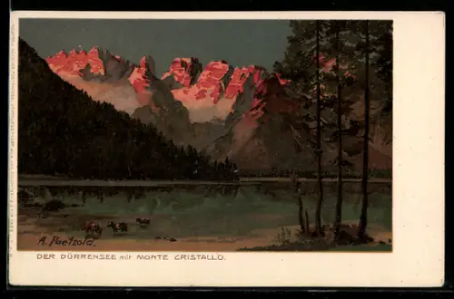 Künstler-AK A. Paetzold: Dürrensee mit Monte Cristallo