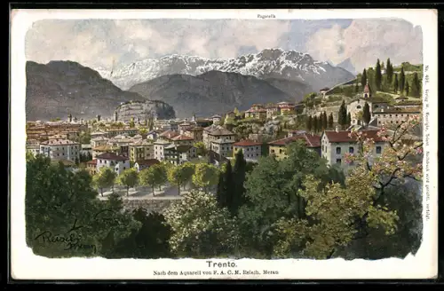 Künstler-AK F.A.C.M. Reisch: Trento, Gesamtansicht