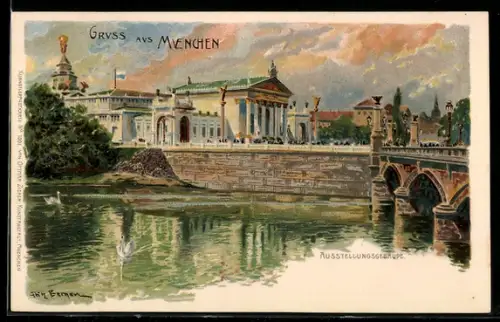 Künstler-AK Fritz Bergen: München, Maschinen-Ausstellung 1898