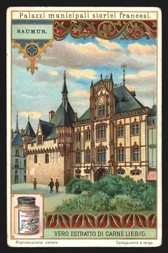 Sammelbild Liebig, Fleisch-Extrakt, Palazzi municipali storici francesi, Saumur