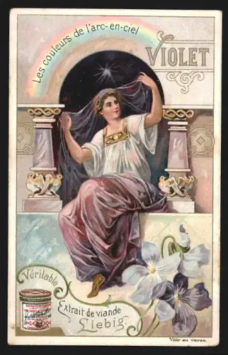Sammelbild Liebig, Fleisch-Extrakt, Les couleurs de l`arc-en-ciel, Violet