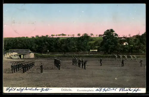AK Döbeln, Soldaten auf dem Exezierplatz
