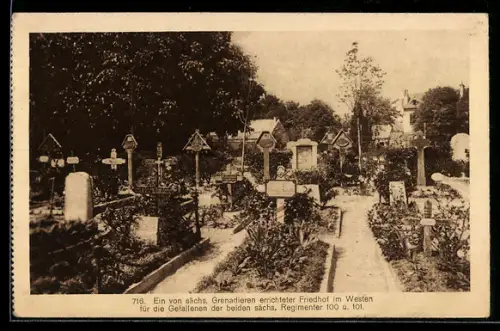 AK Friedhof für die Gefallenen der sächsischen Grenadier-Regimenter Nr. 100 und 101, westlicher Kriegsschauplatz