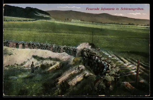 AK Feuernde Infanterie in Schützengräben