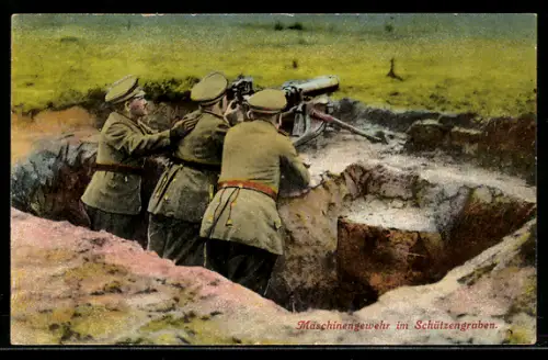 AK Gefechtsbereites Maschinengewehr im Schützengraben