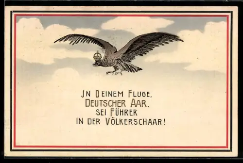 AK Deutscher Adler mit Kaiserkrone im Fluge