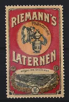 Reklamemarke Brüssel 1910, Riemann`s Laternen, Phänomen Laterne und Fabrik