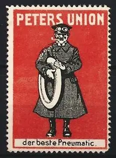Reklamemarke Peters Union, Der beste Pneumatic, Autofahrer mit Reifen