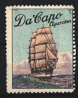 Reklamemarke Da Capo Zigaretten, Segelschiff