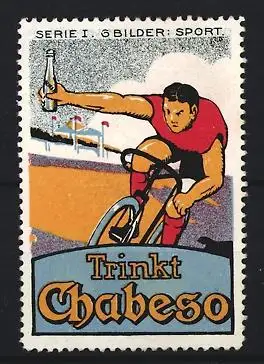 Reklamemarke Sport, Chabeso, Radfahrer mit Flasche