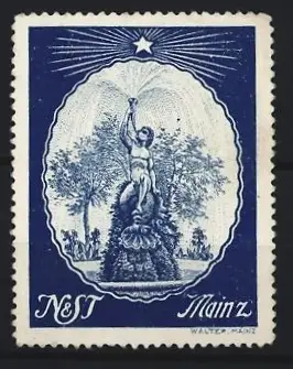 Reklamemarke Mainz, N&J, Stern und Brunnenfigur, Walter Mainz