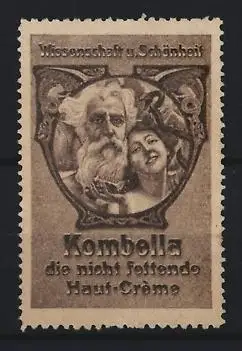 Reklamemarke Wissenschaft u. Schönheit, Kombella Haut-Crème, antike Porträts