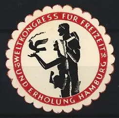 Reklamemarke Hamburg, Weltkongress für Freizeit und Erholung 1936, Personen mit Vogel
