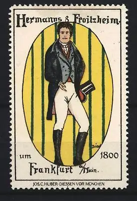 Reklamemarke Frankfurt / Main, Hermanns & Froitzheim, Herrenmode um 1800