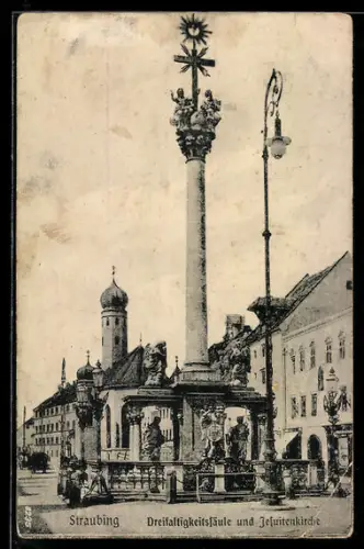 AK Straubing, Dreifaltigkeitssäule und Jesuitenkirche