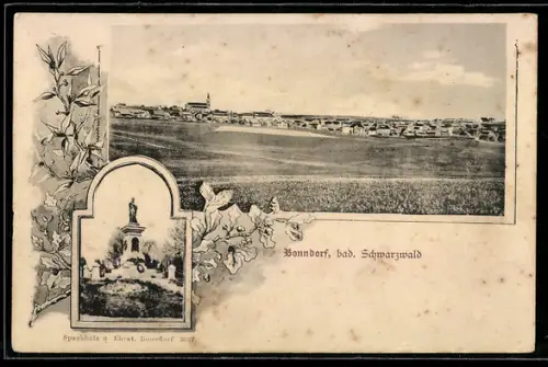 AK Bonndorf /Schwarzwald, Panorama, Denkmal