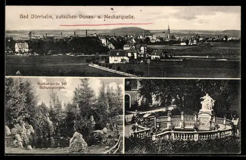 AK Bad Dürrheim, Gesamtansicht, Neckarquelle bei Schwenningen, Donauquelle