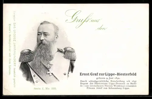AK Ernst Graf zur Lippe-Biesterfeld in Uniform