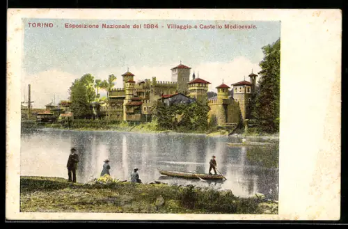 AK Torino, Esposizione Nazionale del 1884, Villagio e Castello Medioevale