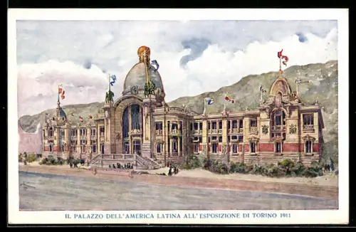 Künstler-AK Torino, Esposizione 1911, Il Palazzo dell` America Latina