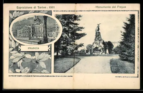 AK Torino, Esposizione 1911, Francia, Monumento del Freyus