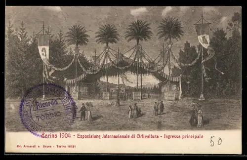Künstler-AK Torino, Esposizione Internazionale di Orticultura 1904, Ingresso principale